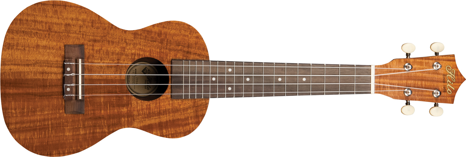 front view of yellow-brown Hilo ukulele